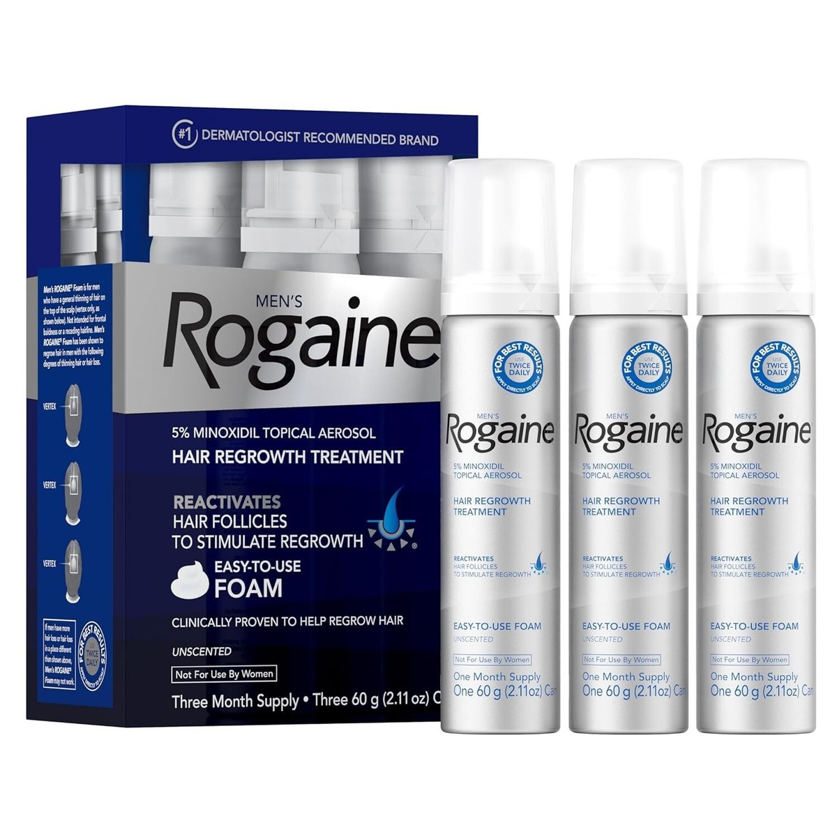 ROGAINE 5% Minoxidil Foam For Hair/روكَين فوم علبه كامله