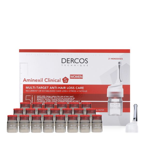 Dercos Aminexil Clinical 5 Anti-Hair Fall Treatment for Women - 21 pcs x 6ml امبولات لعلاج تساقط الشعر للنساء/ ديكروس