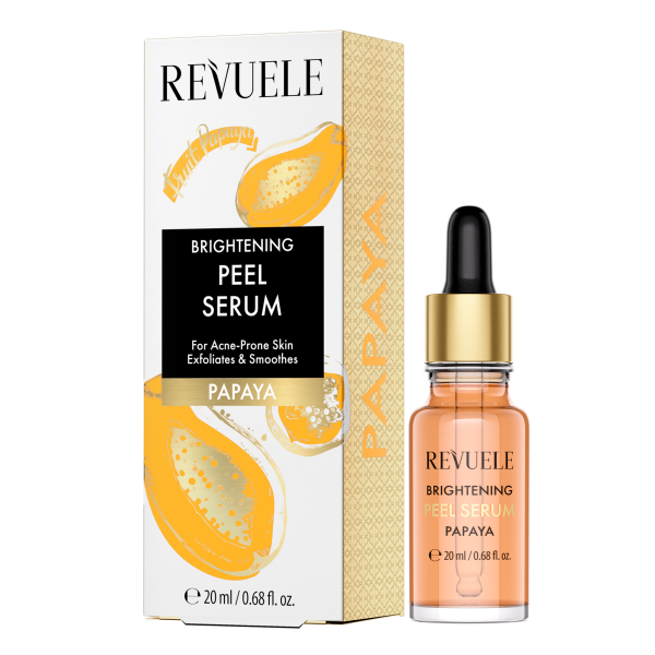 سيروم التقشير والتفتيح بمستخلص أحماض AHA والبابايا ، REVUELE BRIGHTENING PEEL SERUM Papaya 20 ml