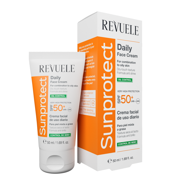 revuele daily face cream sunprotect spf50 \ ريفولي واقي شمس للبشره الدهنيه