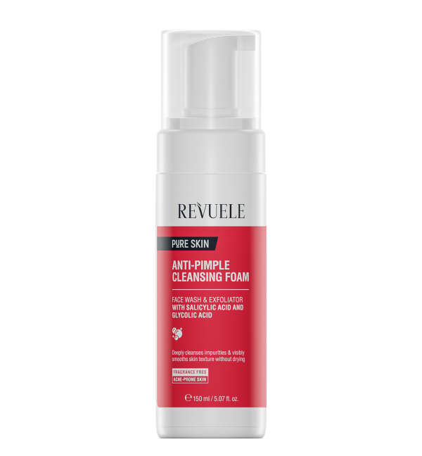 REVUELE ANTI-PIMPLE CLEANSING FOAM, 150 ml  غسول وجه رغوه مضاد للبثور للبشرة الدهنية والمختلطة