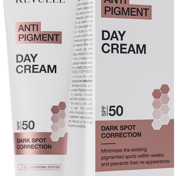 REVUELE ANTI PIGMENT DAY CREAM SPF 50, 40 ml كريم وجه نهاري ب  ألفا أربوتين مضاد للتصبغات يحتوي على واقي شمس
