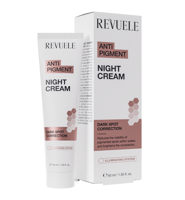 REVUELE ANTI PIGMENT NIGHT CREAM, 40 ml كريم  وجة ليلي ب ألفا أربوتين مضاد للتصبغات والتجاعيد