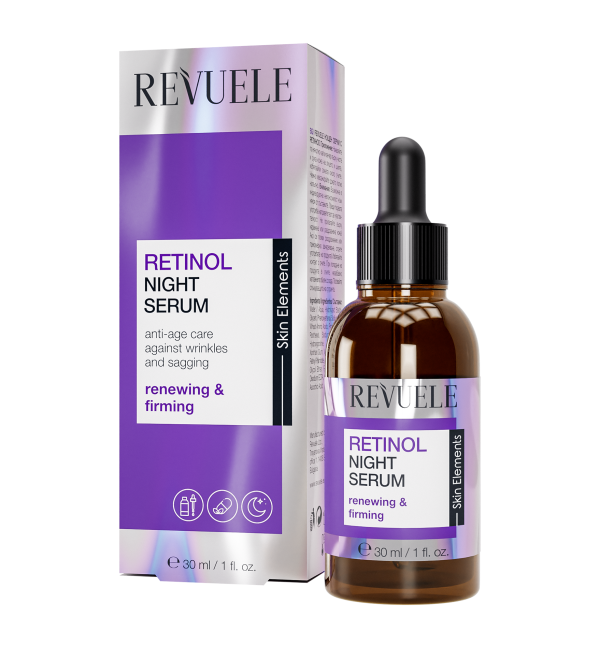 "REVUELE RETINOL NIGHT SERUM, 30 m  سيروم ريتنول للوجه,مضاد للتجاعيد