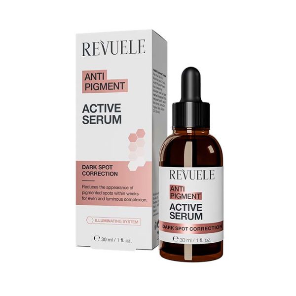"REVUELE ANTI PIGMENT ACTIVE SERUM, 30 ml سيروم البشرة ب ألفا أربوتين و حمض الأزليك لتوحيد لون البشرة"