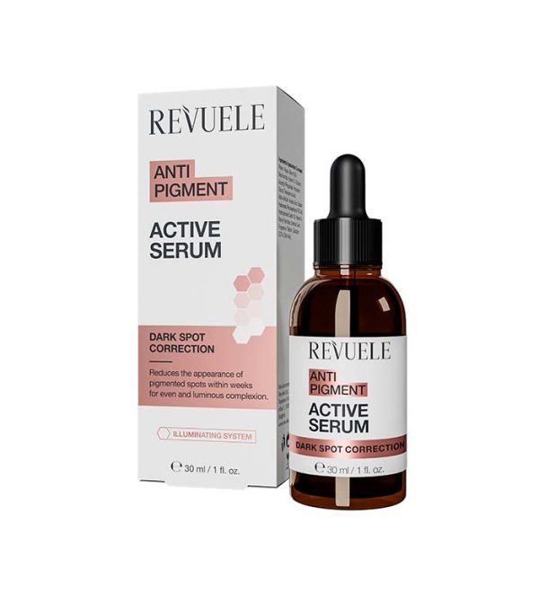 "REVUELE ANTI PIGMENT ACTIVE SERUM, 30 ml سيروم البشرة ب ألفا أربوتين و حمض الأزليك لتوحيد لون البشرة"