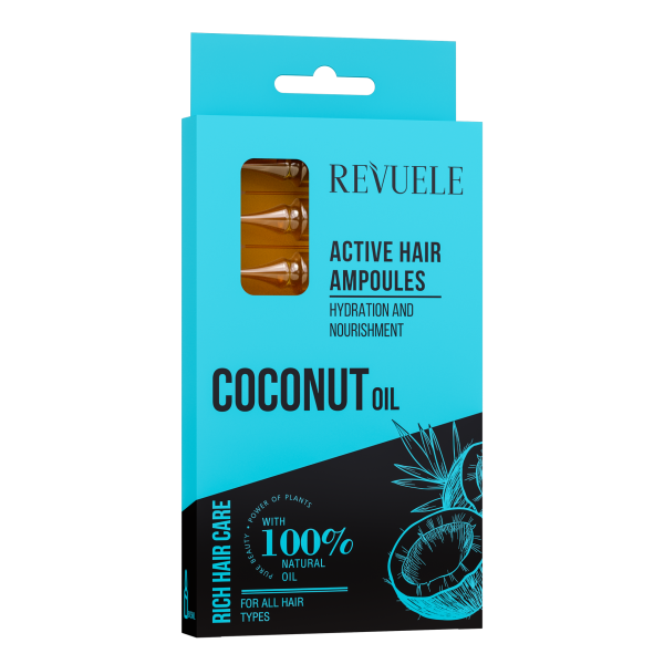 REVUELE-Active Hair Ampoules:Coconut Oil /امبولات الشعر النشطة بزيت جوز الهند من ريفولي لجميع انواع الشعر