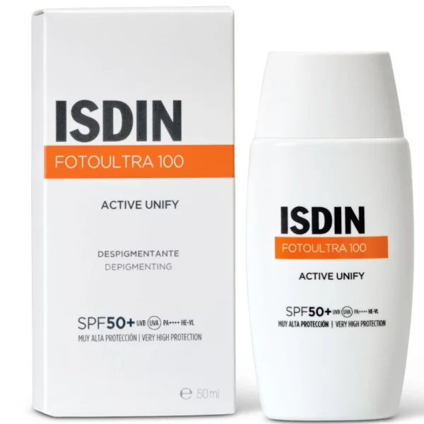 Isdin Active Unify fusion fluid spf50 /واقي شمس سائل لتوحيد لون البشرة من اسدين بدون لون