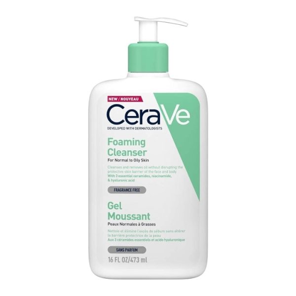 CeraVe Foaming Cleanser | 473ml for Normal to Oily Skin غسول رغوة للبشرة الدهنية او العادية من سيرافي حجم 473