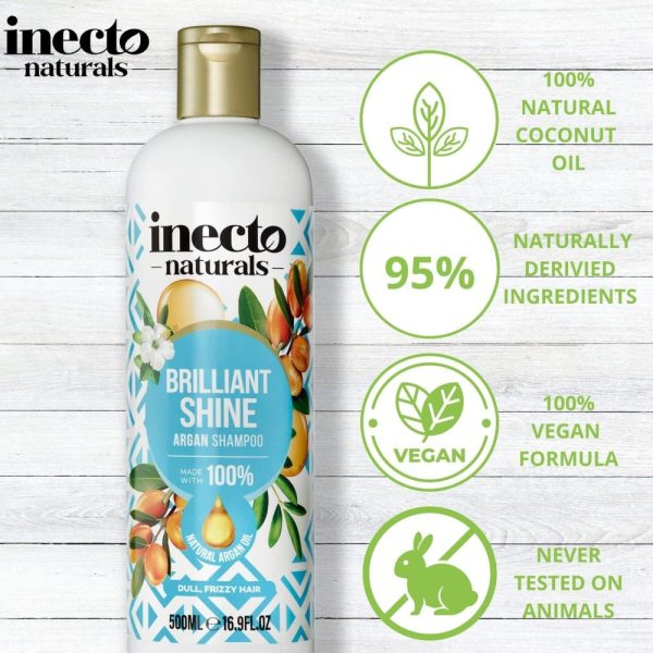 ⁦Inecto brilliant shine argan shampoo 500ml/ شامبو الشعر بخلاصة زيت الارغان⁩ - الصورة ⁦2⁩