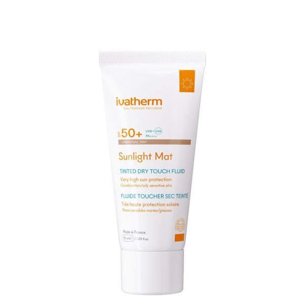 Ivatherm Sunlight Mat Dry Touch Tinted Fluid Spf50+ 50ml واقي شمس للبشرة المختلطة والدهنية