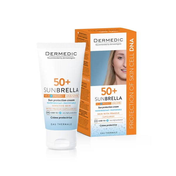 DERMEDIC SUN PROTECTION CREAM SPF 50+ SENSITIVE SKIN WITH FRAGILE CAPILLARIES - 50 ML | ديرمديك كريم واقي شمسي SPF50+ - للبشرة الحساسة - 50 مل