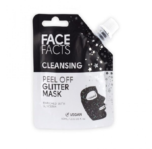 قناع مقشر لامع لتنظيف البشرة 60 مل من فيس فاكتس Face Facts Black Cleansing Peel-Off Glitter Mask