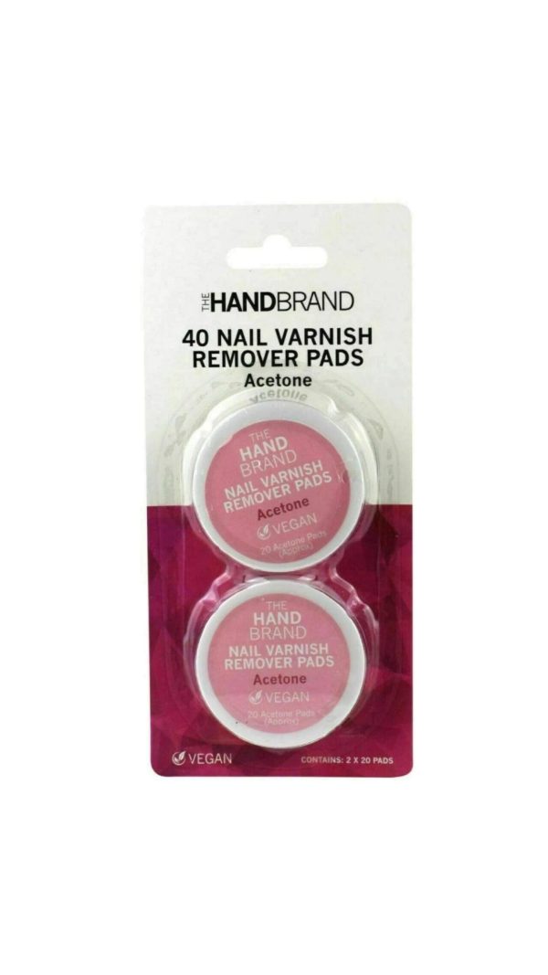 قطن مزيل لصبغ الاظافر بالاسيتون 40 قطعة من هاند براند Hand Brand Nail Varnish Remover Pads with acetone 2*20