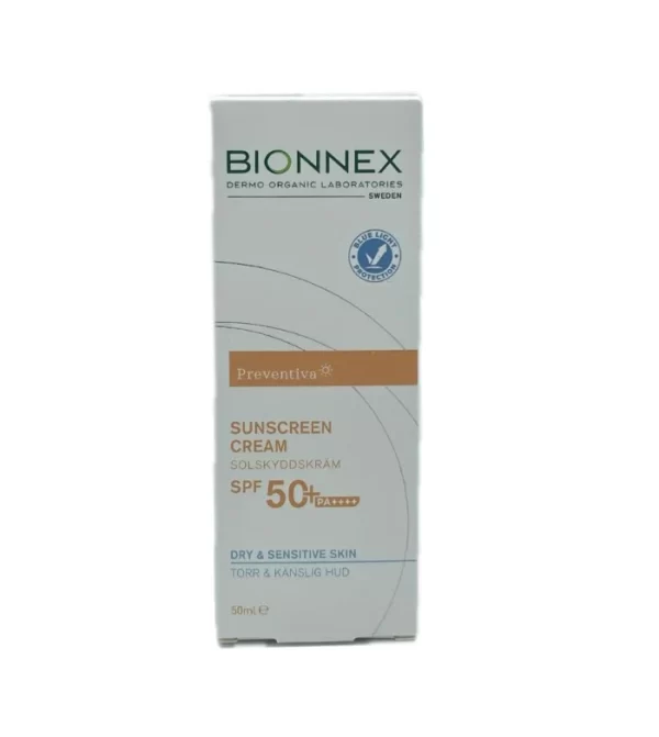 BIONNEX SUNSCREEN CREAM DRY & SENSITIVE SKIN SPF 50 - 50ML | بايونيكس كريم واقي شمسي للبشرة الجافة و الحساسة SPF 50 - 50 مل