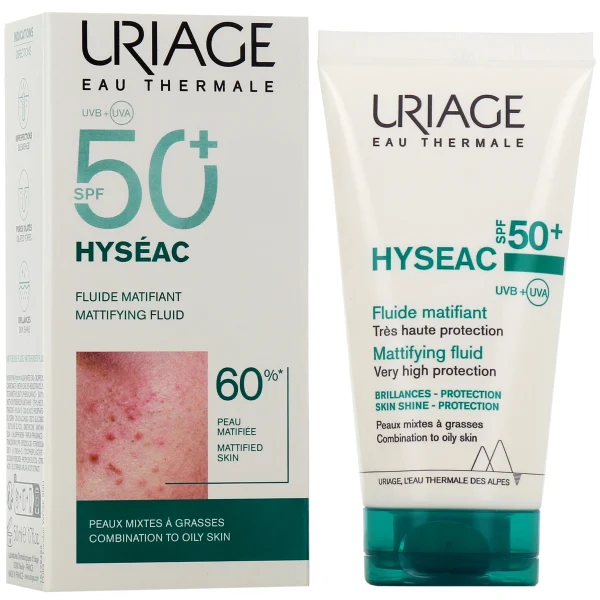 واقي شمس هايساك سائل للبشرة الدهنية والمختلطة 50 مل من يورياج Uriage Hyseac Spf 50 Fluid High Protection Mouisturizes Matifies