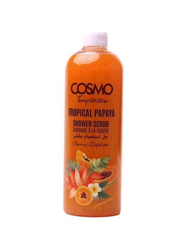 COSMO Shower Tropical Papaya Scrub - 1000ml | كوزمو جل استحمام مقشر بالبابايا - 1000 مل