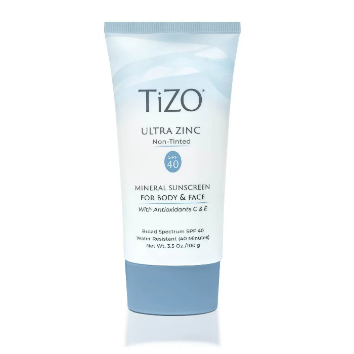 TIZO Ultra Zinc Body & Face Sunscreen Non Tinted Spf40 100g | تايزو واقي شمسي فيزيائي غير ملون SPF40 100 غرام