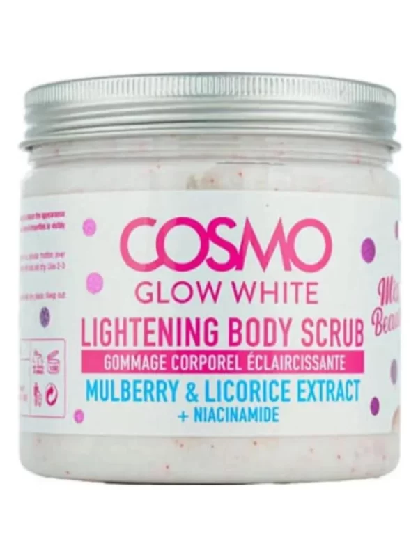 COSMO glow white Lightening body scrub 475ml mulberry & licorice extract | مقشر جسم من كوزمو