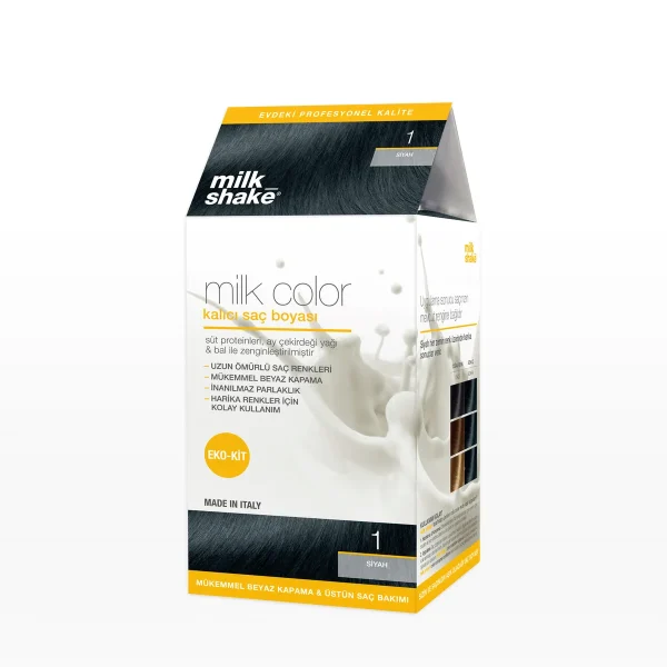 MILK SHAKE MILK COLOR PERMANENT HAIR COLOR NO 1 black| ميلك شيك صبغة شعر دائمة