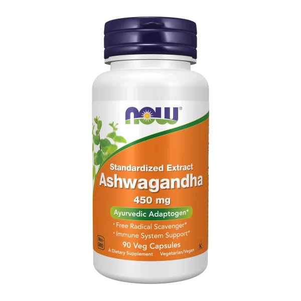NOW Ashwagandha 450mg 90veg capsules | اشواكندا من شركة ناو 450ملغ 90 كبسولة نباتية