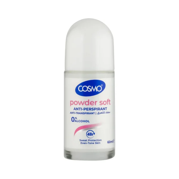 COSMO 0% Alcohol Anti-Perspirant 48h powder soft - 60ml | كوزمو مزيل تعرق رول اون 0% كحول - 60 مل