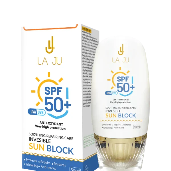 LA JU Soothing Repairing Care Invisible Sun Block - 50ml | لا جو كريم واقي شمسي مهدئ و مرمم - 50 مل