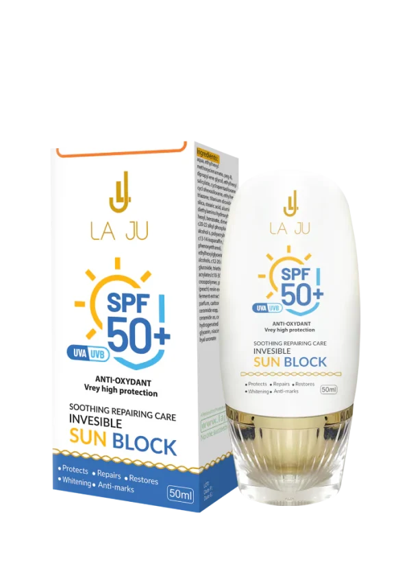 LA JU Soothing Repairing Care Invisible Sun Block - 50ml | لا جو كريم واقي شمسي مهدئ و مرمم - 50 مل