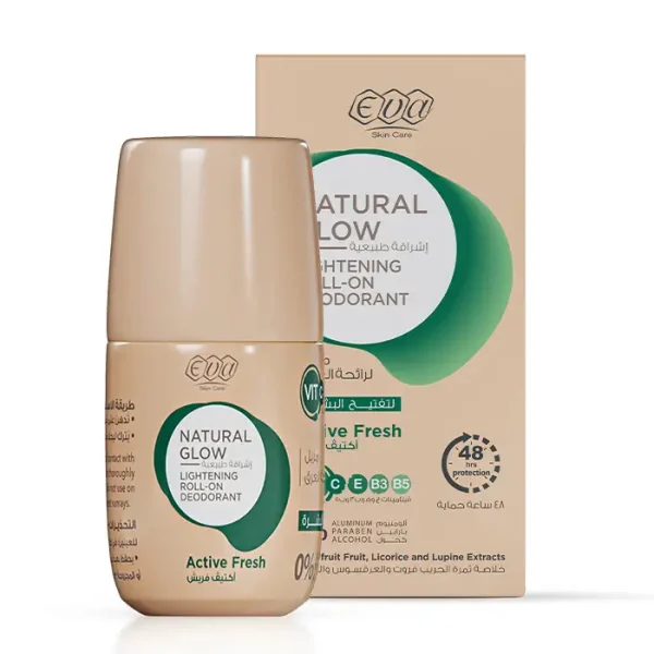 Eva Skin Care Natural Glow Lightening Roll On Deodorant - Active Fresh 60 Gm | مزيل عرق رول أون من إيفا سكين كير ناتشرال جلو اكتف فريش 60 جم