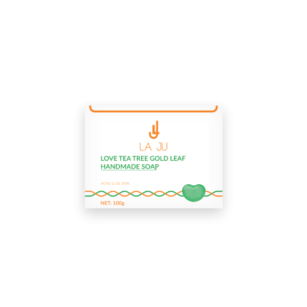 LAJU LOVE TEA TREE GOLD LEAF HANDMADE SOAP 80g | صابون لاجو لاف تي تري جولد ليف المصنوع يدويًا 80 غرام