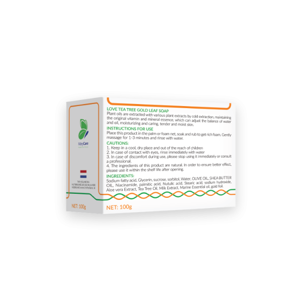 LAJU LOVE TEA TREE GOLD LEAF HANDMADE SOAP 80g | صابون لاجو لاف تي تري جولد ليف المصنوع يدويًا 80 غرام - الصورة 3