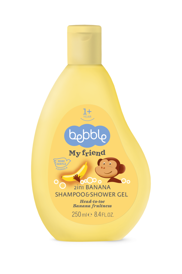 bebble 2in1 Banana Shampoo & Shower Gel 250ml | ببلي شامبو وجل استحمام بنكهة الموز 2 في 1