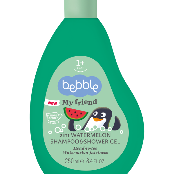 bebble 2in1 Watermelon Shampoo & Shower Gel 250ml | ببلي شامبو وجل استحمام بنكهة البطيخ 2 في 1