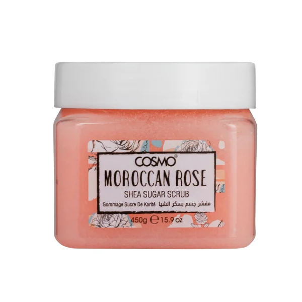 Cosmo Moroccan rose shea sugar scrub - 450g | كوزمو مقشر الجسم بالسكر و الشيا و رائحة الورد المغربي - 450 غرام