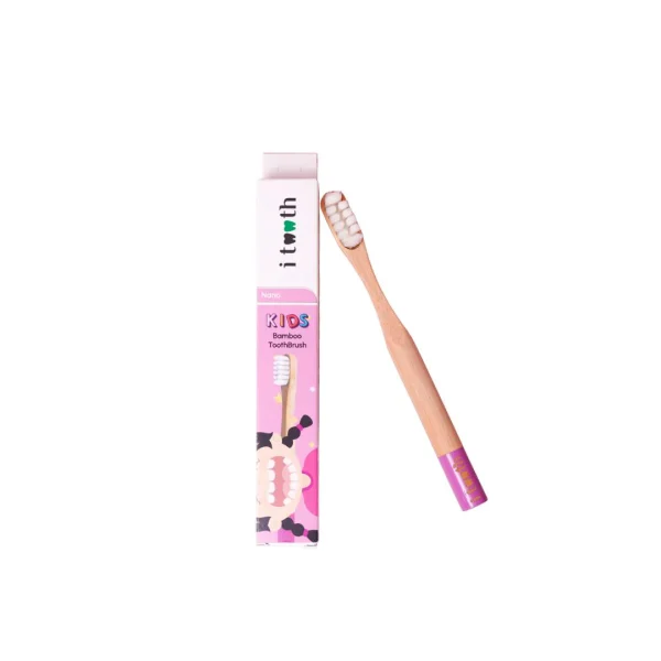 i tooth Kids Bamboo Toothbrush Pink| اي توث فرشاة اسنان للاطفال لون وردي