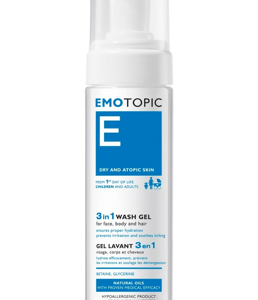 EMOTOPIC  3 IN 1 WASH GEL for face, body and hair 200 ml | جل غسول ايموتوبك 3 في 1 للوجه والجسم والشعر 200 مل