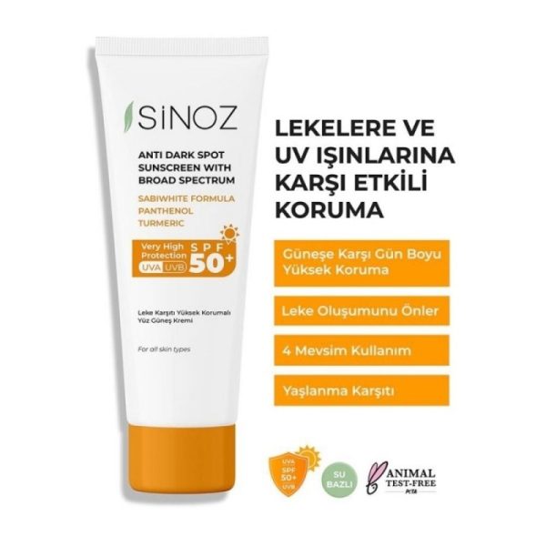 SiNOZ Anti Dark Spot Sunscreen With Broad Spectrum SPF50 50 ml | سينوز واقي شمس مضاد للبقع الداكنة بعامل حماية من الشمس SPF 50 + 50 مل