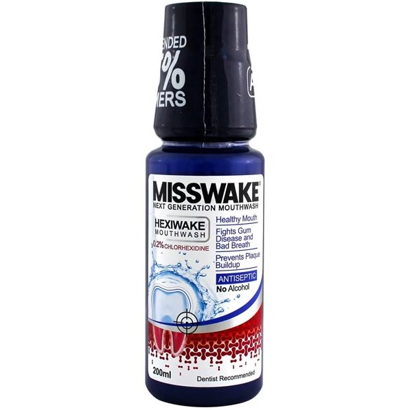 MISSWAKE Hexiwake Zero Alcohol Mouthwash   200ml | ميسواك غسول الفم هيكسيواك الخالي من الكحول   200 مل