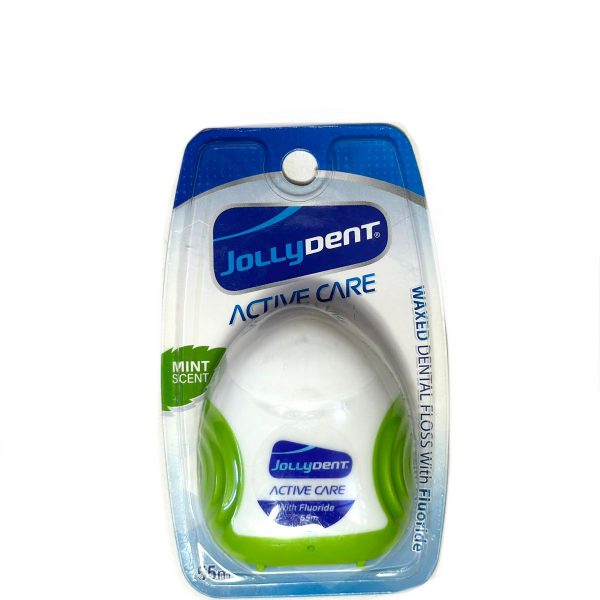 Jolly Dent Waxed Floss Mint Flavor Active Care   55m | جولي دينت خيط الأسنان بنكهة النعناع   55 متر