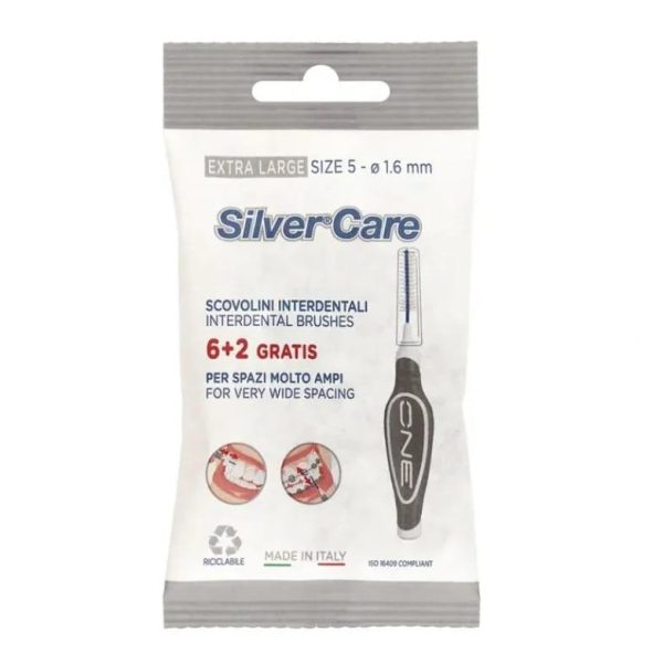 Silver Care Extra Large Interdental Brushes 6+2 Gratis | سيلفر كير فرشاة أسنان فائقة السماكة لتنظيف ما بين الأسنان 6+2 وحدة