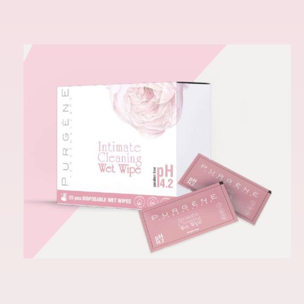 PURGÈNE Intimate Wet Wipe 20Pcs Disposable Wet Wipes pH 4 2 | بيورجين مناديل مبللة للمناطق الحساسة 20 قطعة للاستخدام مرة واحده pH 4 2