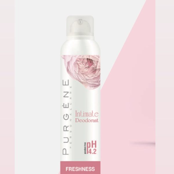PURGÈNE Intimate Dry Spray Deodorant pH 4 2   150ml  | بيورجين مزيل عرق بخاخ جاف للمناطق الحساسة pH 4 2   150 مل