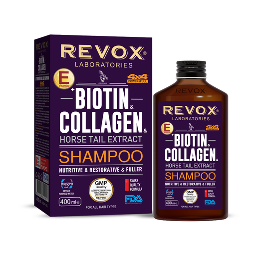 Revox Shampoo Biotin Collagen & Horse Tail 400ml | ريفوكس شامبو بالبيوتين والكولاجين وذيل الحصان 400مل