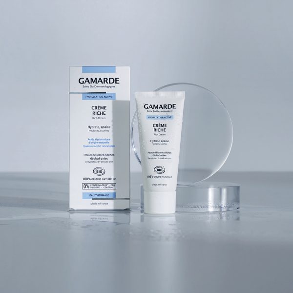 Creme riche visage bio apaise hydrate acide hyaluronique gamarde eau thermale 600x600