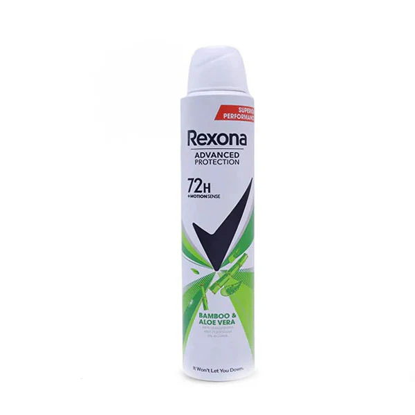 Rexona Advanced Protection Bamboo & Aloe Vera Deodorant Spray   200ml | ريكسونا بخاخ مزيل عرق حماية متقدمة بالبامبو والصبار   200 مل