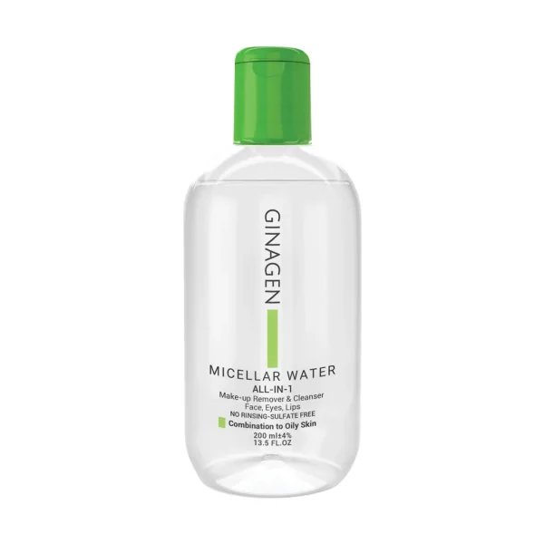 Ginagen micellar water all in one   combiation and oil skin/ 250ml/ مزيل مكياج 4 في 1 للبشره المختلطه والدهنيه