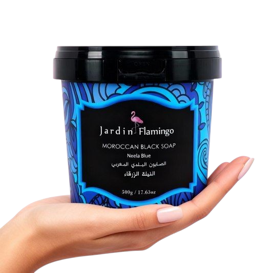 Jardin Flamingo Moroccan Soap neela blue 500g/ صابون بلدي مغربي بالنيله الزرقاء من جاردن فلامنكو  500جم