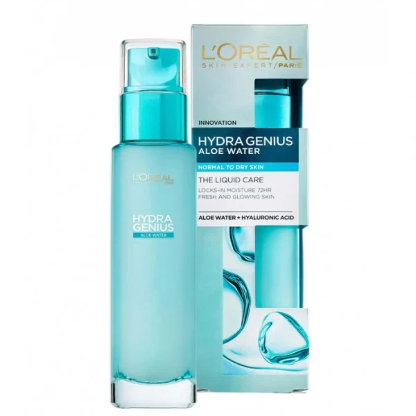 ’loreal Hydra Genius Aloe Water Normal To Dry Skin Liquid Moisturizer 70ml | لوريل مرطب للبشرة الجافة و العادية 70 مل
