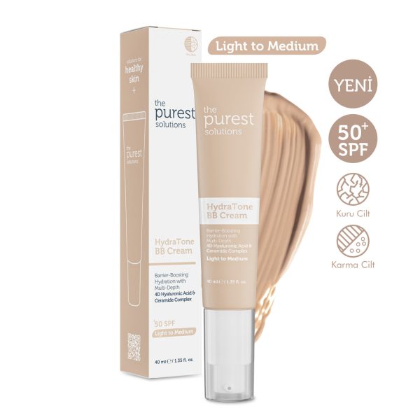 The purest hydra tone BB cream spf 50 (light to medium) 40 ml / كريم بي بي مرطب مكثف للبشرة الجافة والمختلطة، مع عامل حماية من الشمس 50+، 40 مل   لون فاتح/متوسط