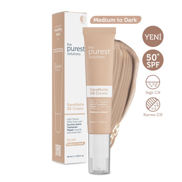 The purest bare matte BB cream spf 50 ( medium to dark ) 40 ml/ بي بي كريم مع حمايه من الشمس من بيورست